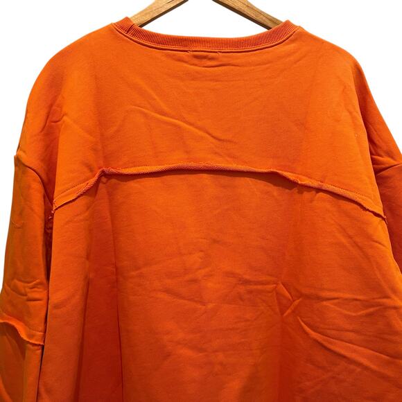 CES FEMME Raw Edge Fleece Sweatshirt Orange TX Sz L University Streetwear NEW - Picture 6 of 9